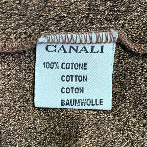 CANALI Size L Heather Brown Cotton Textured Crew Neck Pullover