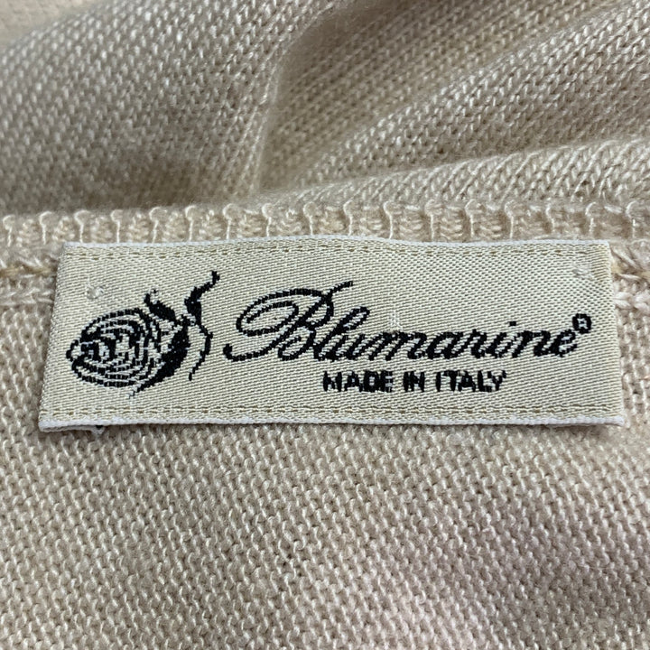 BLUMARINE Size 6 Beige Multi Color Rayon Cashmere Blend Beaded Cardigan Set
