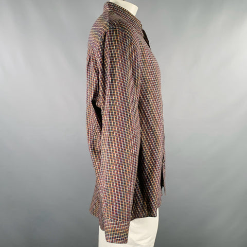 JHANE BARNES Size XXL Multi Color Checkered Cotton One pocket Long Sleeve Shirt