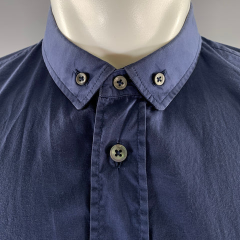 MAISON MARGIELA Size M Navy Cotton Button Down Long Sleeve Shirt