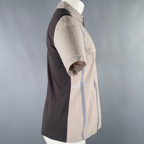 STEPHAN SCHNEIDER Size M Grey Taupe Mixed Fabrics Cotton Short Sleeve Shirt