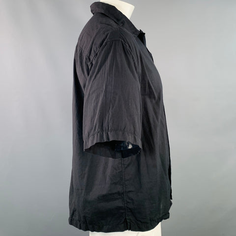 MERZ B. SCHWANEN Size XL Black Organic Cotton One Pocket Oversized Short Sleeve Shirt