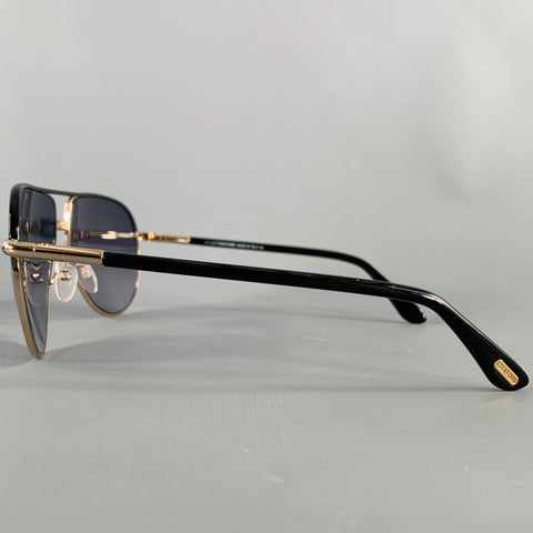 TOM FORD Cole Gold Black Metal Acetate Aviator Sunglasses