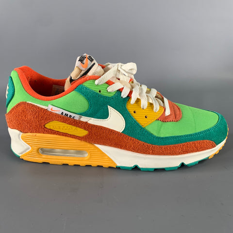 NIKE Size 12 Orange Multi-Color Layered Suede Runner Sneakers