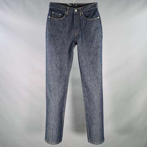 HELMUT LANG Size 27 Mid Rise Slim Indigo Contrast Stitch Cotton Slim Straight Jeans