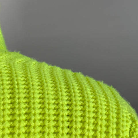 ALICE + OLIVIA Size L Yellow Neon Wool Blend Cable Knit Turtleneck Sweater