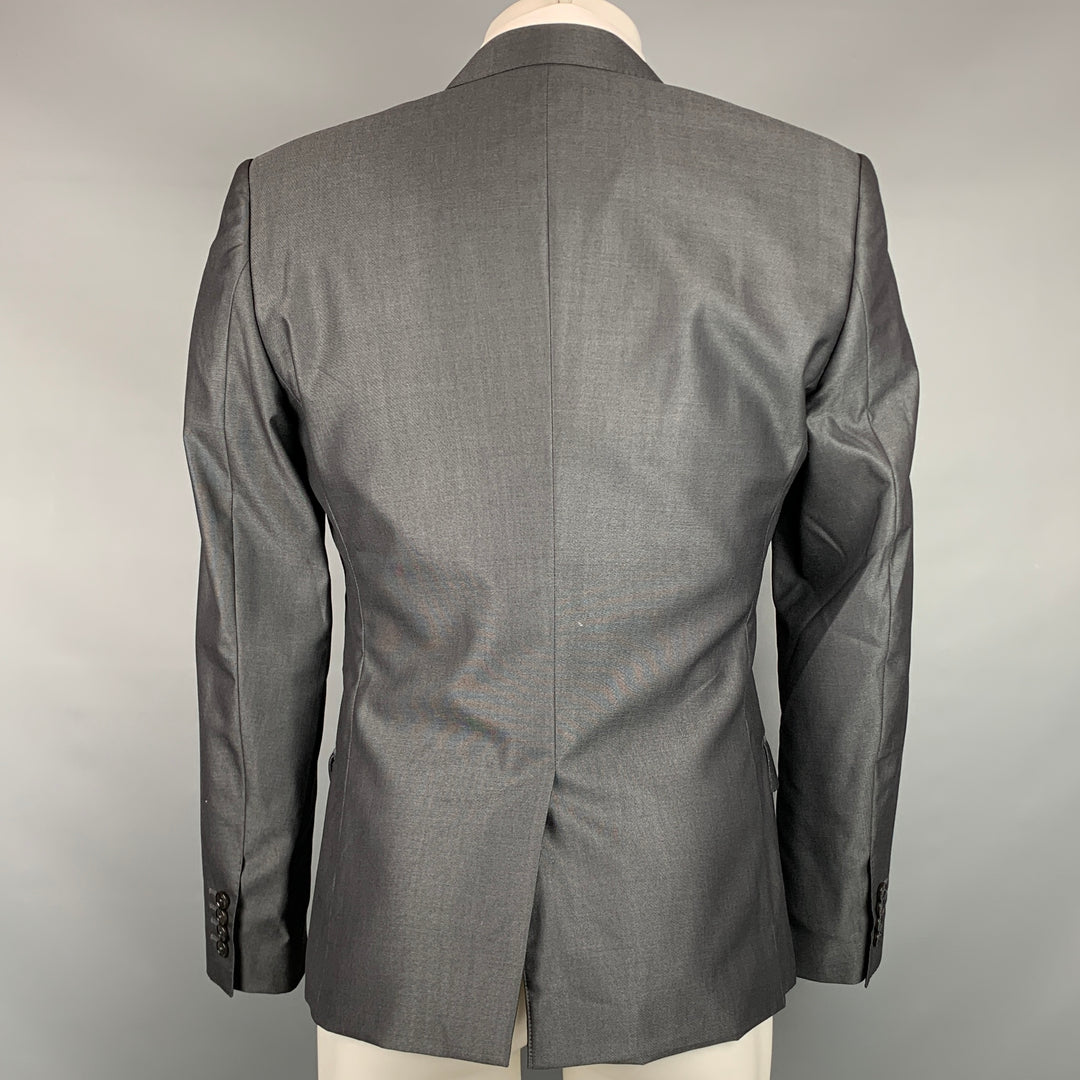 DOLCE & GABBANA Size 38 Grey Charcoal Wool Silk Peak Lapel Sport Coat