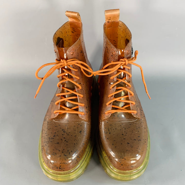 MELISSA x VIKTOR & ROLF Size 11 Brown Yellow Dots Acetate Lace-Up Ankle Boots