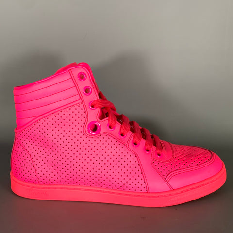 GUCCI Size 6 Pink Leather Perforated High Top Sneakers
