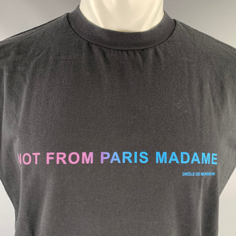 DRO'LE DE MONSIEUR Size S Black Graphic Cotton Classic T-shirt