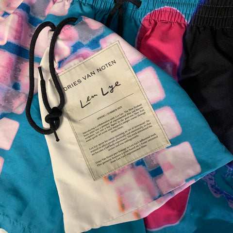 DRIES VAN NOTEN Size S White Pink Blue Abstract Poliammide Swim Trunks