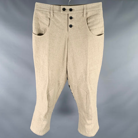 NEMETH Size M Beige Ropes Print Linen Button Fly Casual Pants