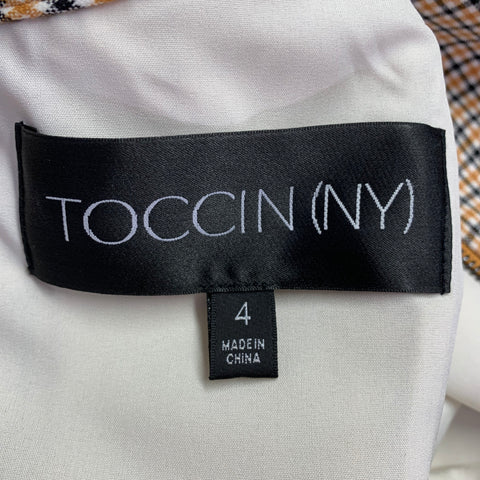 TOCCIN(NY) Size 4 Beige Black Polyester Blend Checkered Sleeveless Dress