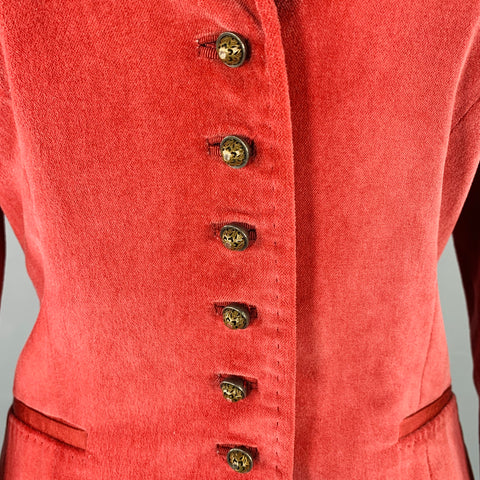 ELIE TAHARI Size 8 Red Cotton Blend Notch Lapel Jacket Blazer