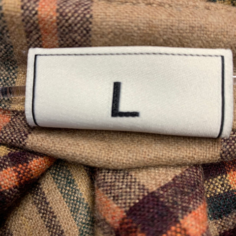 DRO'LE DE MONSIEUR Size L Camel Brown Orange Plaid Wool Blend Long Sleeve Shirt