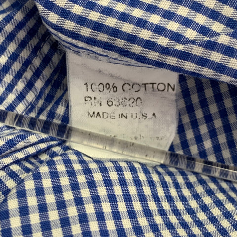 GITMAN VINTAGE Size M Blue White Checkered Cotton One Pocket Long Sleeve Shirt