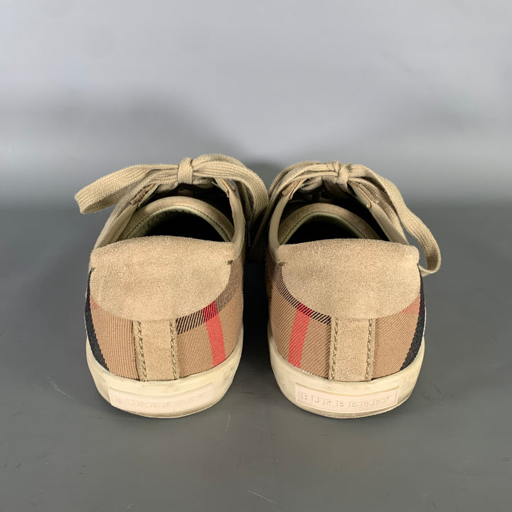 BURBERRY Size 10 Tan Brown Plaid Low Top Sneakers