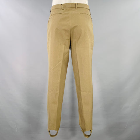 Pantalon décontracté style Jodhpur en twill de laine vierge mélangée, vert olive, Taille 35 VINTAGE