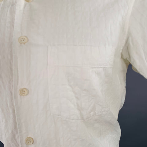 ISSEY MIYAKE Size S White Wrinkled Cotton Patch Pocket Short Sleeve Shirt