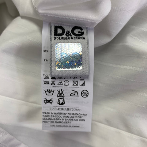 DOLCE & GABBANA Size M White Stripe Cotton Blend Long Sleeve Shirt