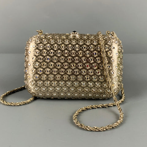 ANDRE CELLINI Silver Metallic Floral Rhinestones Handbag