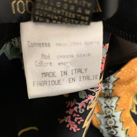ROBERTO CAVALLI Size L Black Multi-Color Skirt Suit