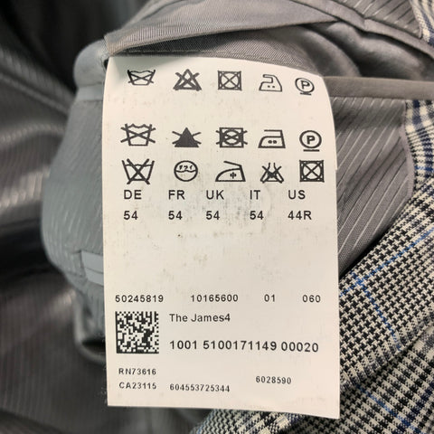 HUGO BOSS Talla 44 Abrigo deportivo de lana virgen Glenplaid blanco negro