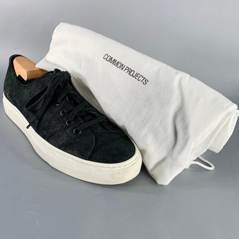 COMMON PROJECTS Size 8 Black Suede Low Top Sneakers