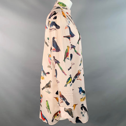 PAUL SMITH Size 4 Pink Multi Color Cupro Birds Spread Collar Shirt