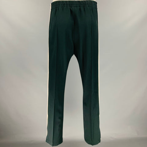 BOTTEGA VENETA Talla L Pantalón casual de mezcla de lana blanco roto verde bosque