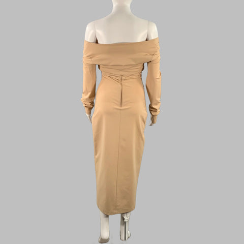 DOLCE & GABBANA SS23 1990 Re-issue Size 6 Beige Viscose Blend Strapless Crop Top Dress Set
