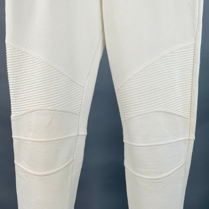BALMAIN Size M White Cotton Drawstring Sweatpants Casual Pants