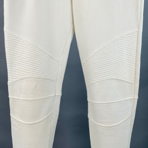 BALMAIN Size M White Cotton Drawstring Sweatpants Casual Pants