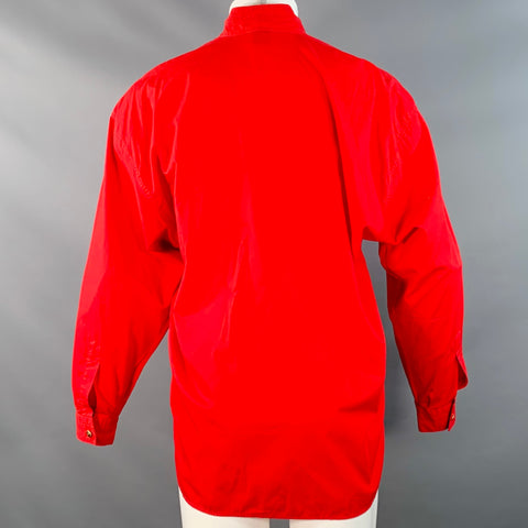 V2 by VERSACE Vintage Size M Red Cotton Nehru Collar Long Sleeve Shirt