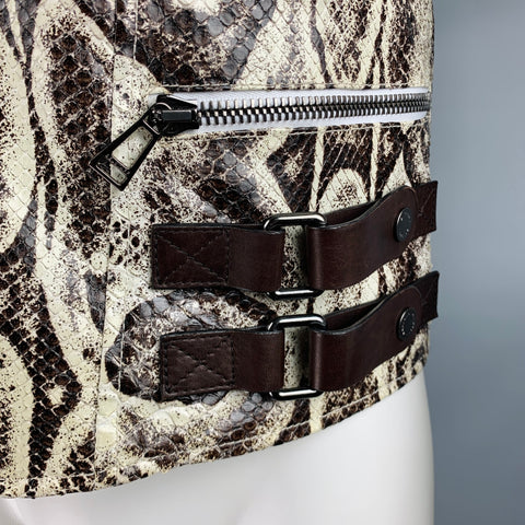 BELSTAFF Size S Brown White Snakeskin Leather Biker Jacket