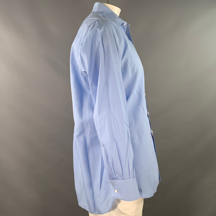 TURNBULL & ASSER Size L Blue Cotton French Cuff Long Sleeve Shirt