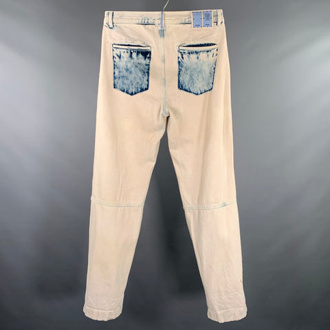 MCQ by ALEXANDER MCQUEEN Size 30 No 7 Beige Blue Washed Cotton Jeans