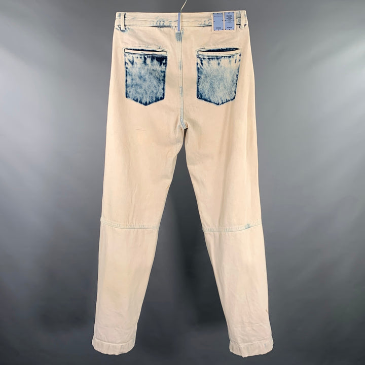 MCQ by ALEXANDER MCQUEEN Size 30 No 7 Beige Blue Washed Cotton Jeans