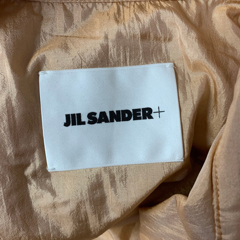 JIL SANDER Size XL Pink Peach Polyamide Silk Camp Short Sleeve Shirt