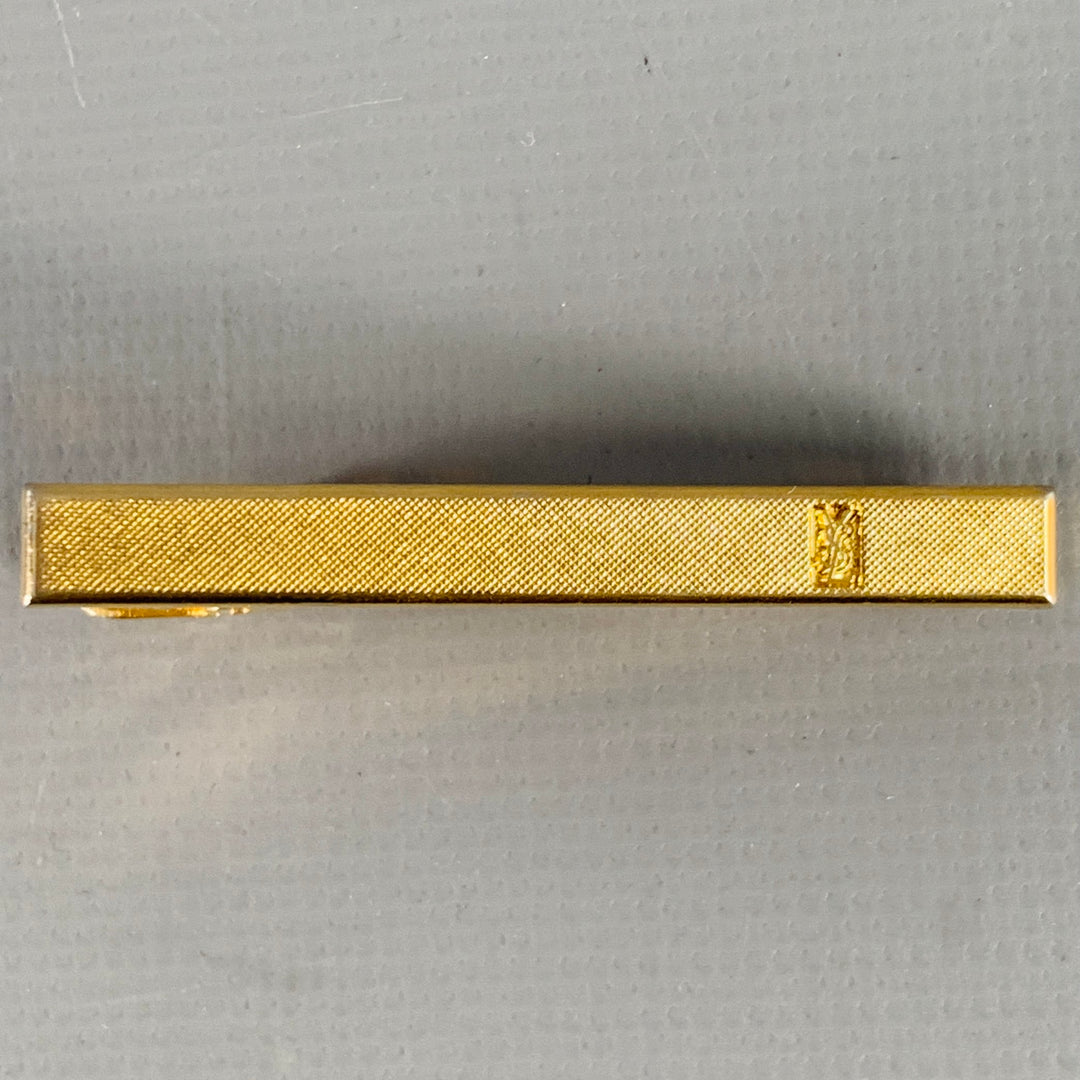 YVES SAINT LAURENT Vintage Gold Logo Metal Tie Clip