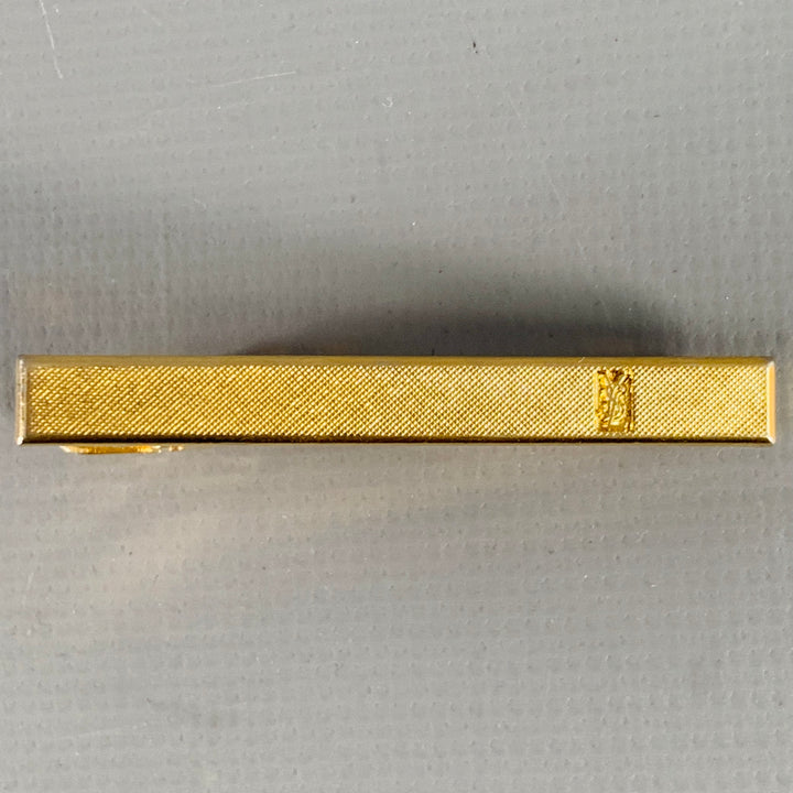 YVES SAINT LAURENT Vintage Gold Logo Metal Tie Clip
