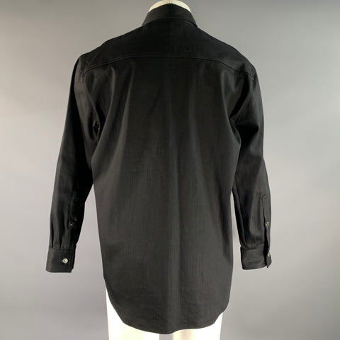 RAF SIMONS Size M Black Cotton / Polyurethane Long Sleeve Shirt