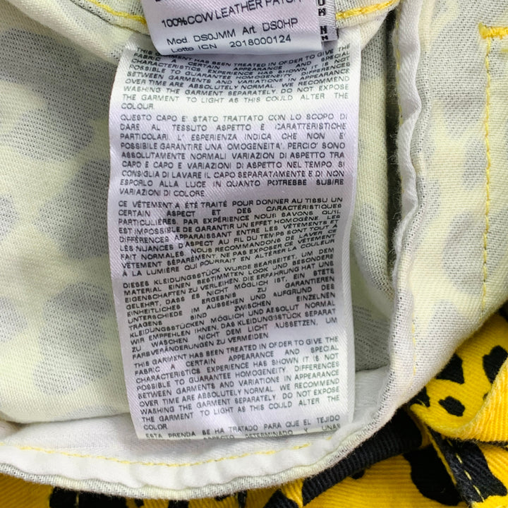 R13 Size S Reed Oversized Yellow Black Animal Print Cotton Trucker Jacket