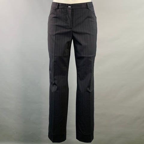 DOLCE & GABBANA Size 4 Navy Grey Virgin Wool Blend Pinstripe Dress Pants