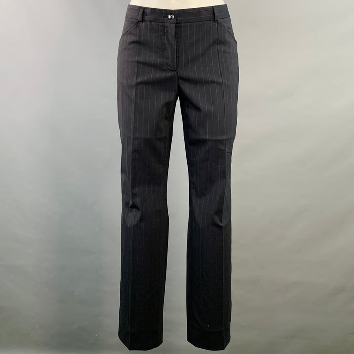 DOLCE & GABBANA Size 4 Navy Grey Virgin Wool Blend Pinstripe Dress Pants