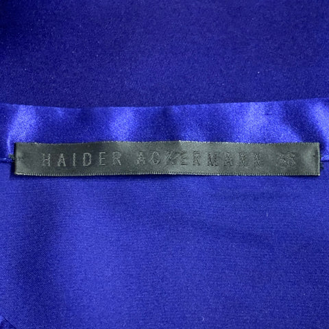 HAIDER ACKERMANN Size S Blue Silk Nehru Collar Hidden Buttons Shirt