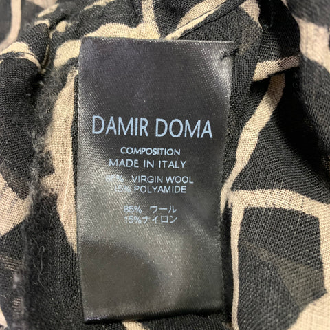 DAMIR DOMA Size XL Black Beige Abstract Virgin Wool Blend Drop Crotch Shorts