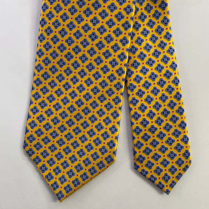 DOLCEPUNTA Yellow Blue Floral Silk Tie