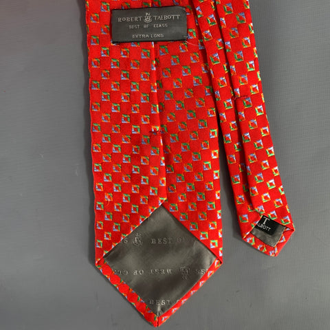 ROBERT TALBOTT Red Blue green orange Geometric Silk Tie