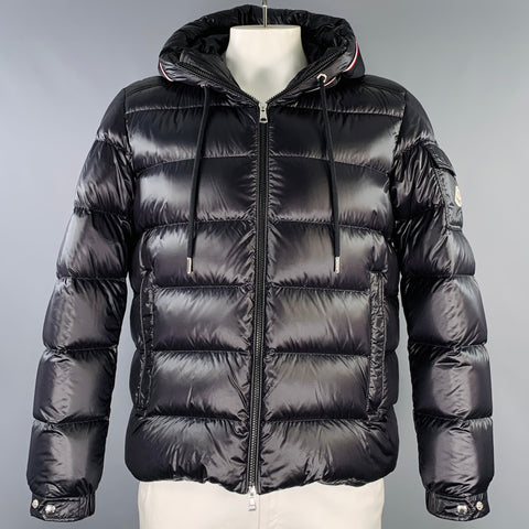 MONCLER Size XL Pavin Black Polyamide Hooded Jacket